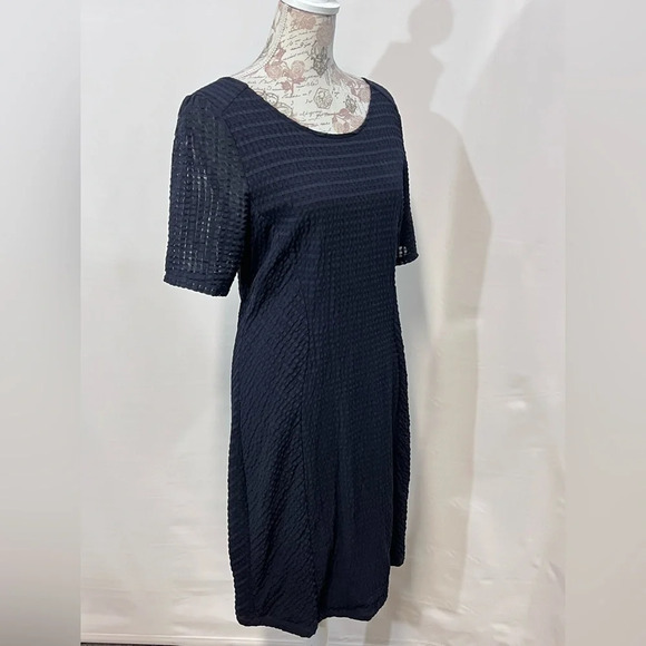 MAEVE for ANTHROPOLOGIE Navy blue texture short sleeve sheath dress size L.‎ - Picture 8 of 10